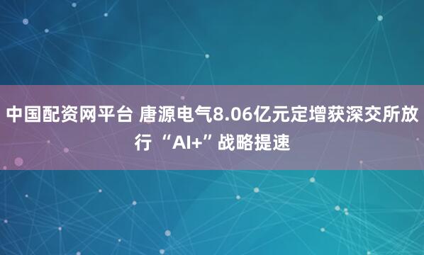 中国配资网平台 唐源电气8.06亿元定增获深交所放行 “AI+”战略提速